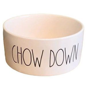 Rae Dunn XL 8" Large Dog Pet Bowl Artisan Collection By Magenta "Chow Down"